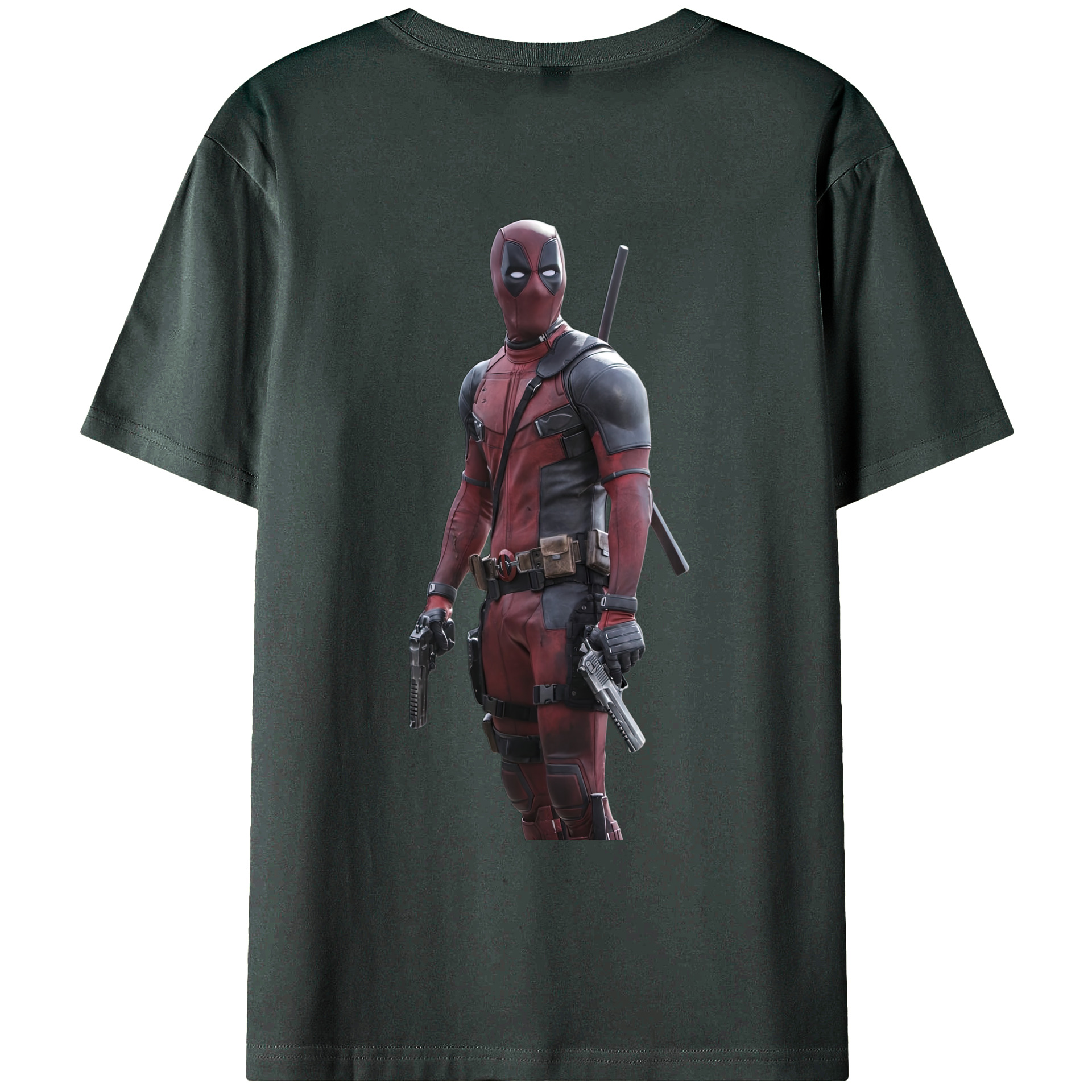 （画像用） Deadpool デッドプール 綿100％ メンズ半袖Tシャツ（バックプリント） 通気性